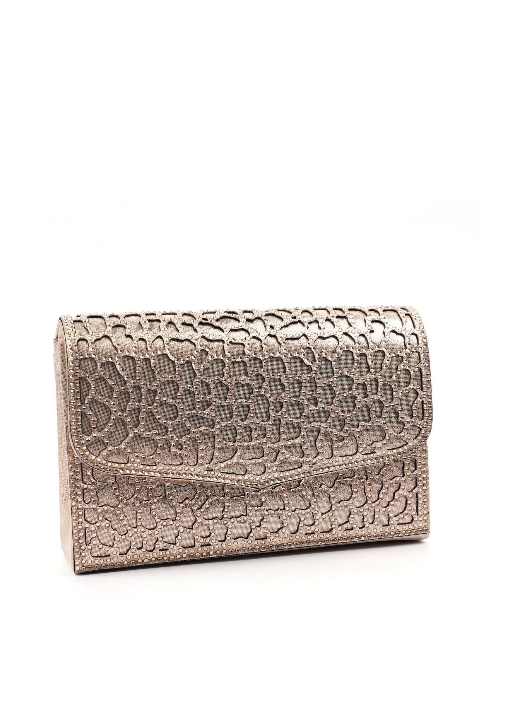 Lunar Gold Ramona clutch textured metallic crystal accents, UK version