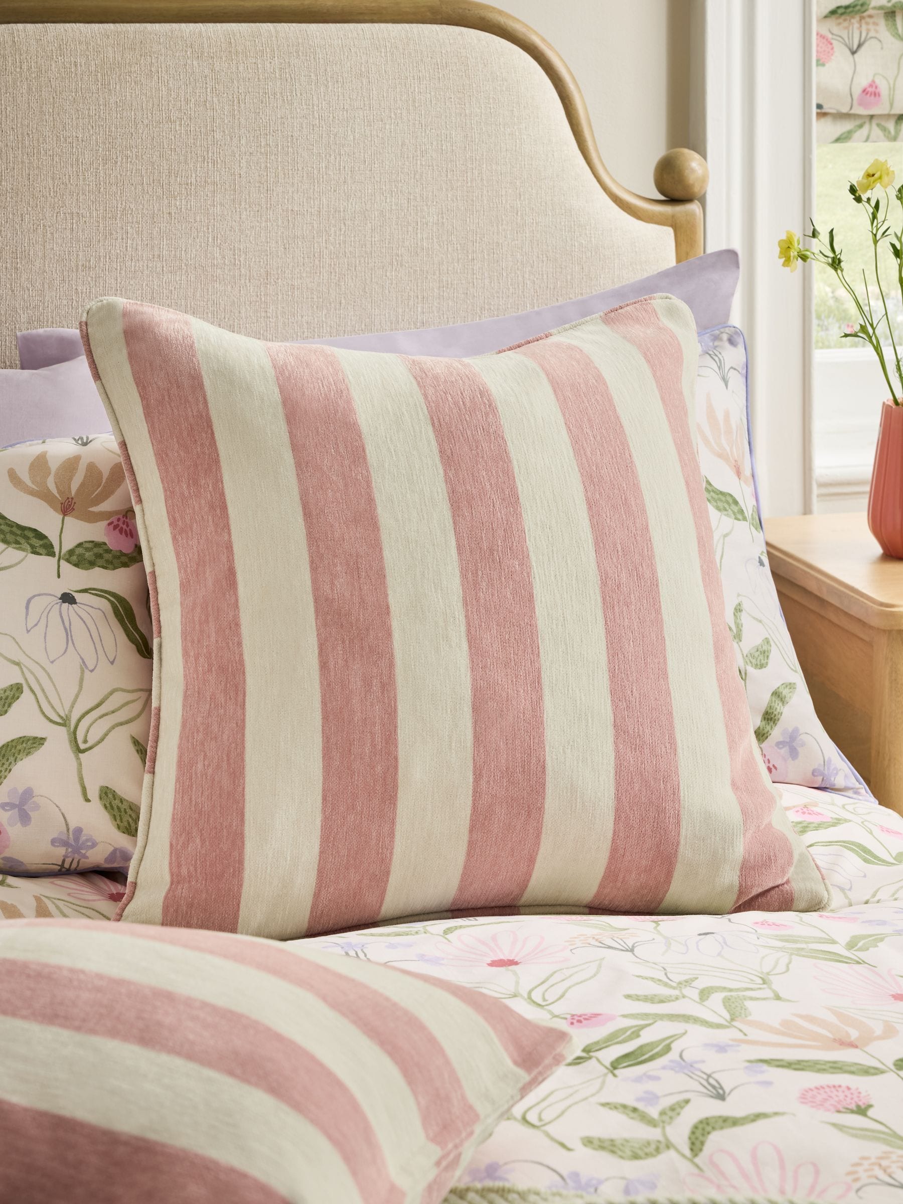 Chenille Stripe Cushion Sage Green 50 x 50cm