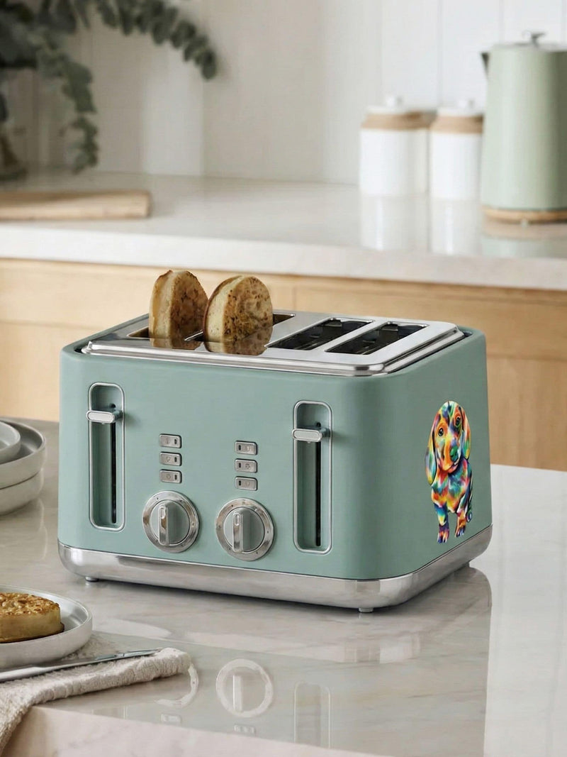 Teal Blue Sausage Dog Bronx 4 Slice Toaster