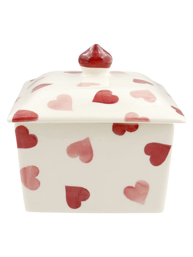Emma Bridgewater cream pink hearts small butter dish (British brand)