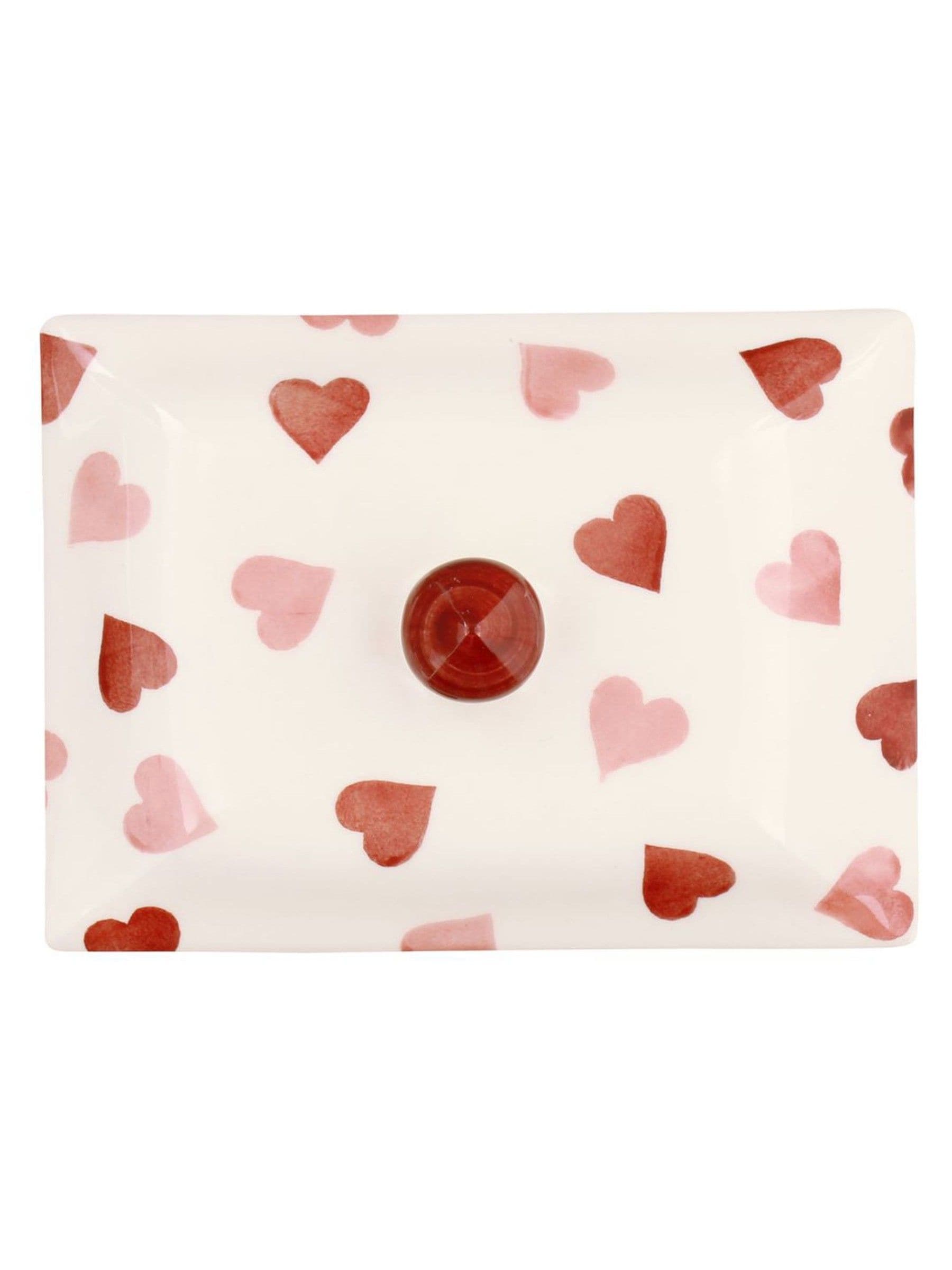 Emma Bridgewater cream pink hearts small butter dish (British brand)