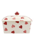 Emma Bridgewater cream pink hearts small butter dish (British brand)