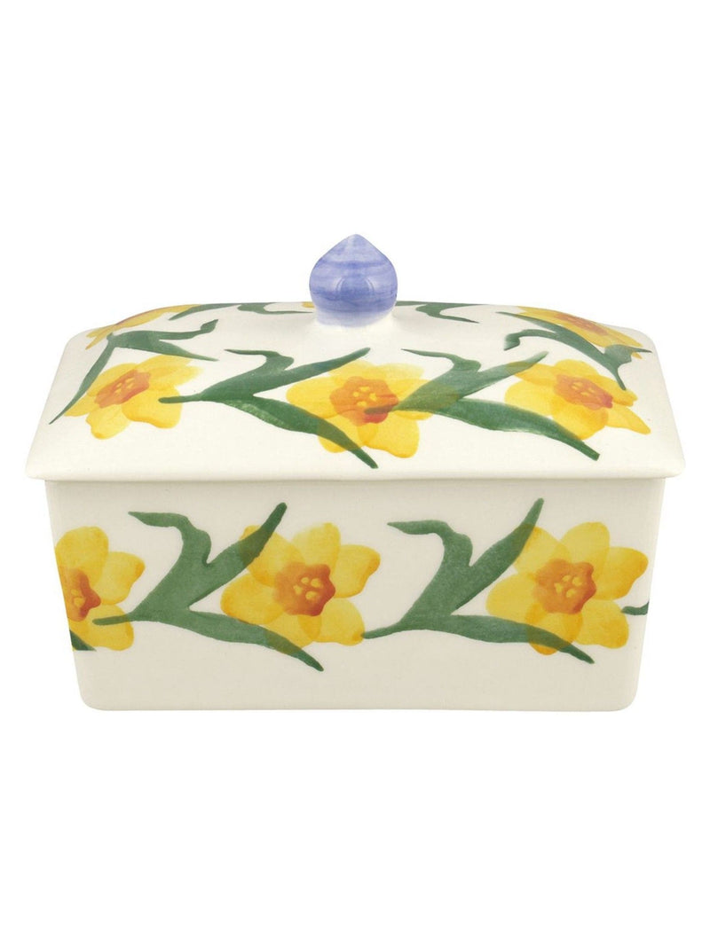 Emma Bridgewater small windblown daffodils butter dish, imported from the UK