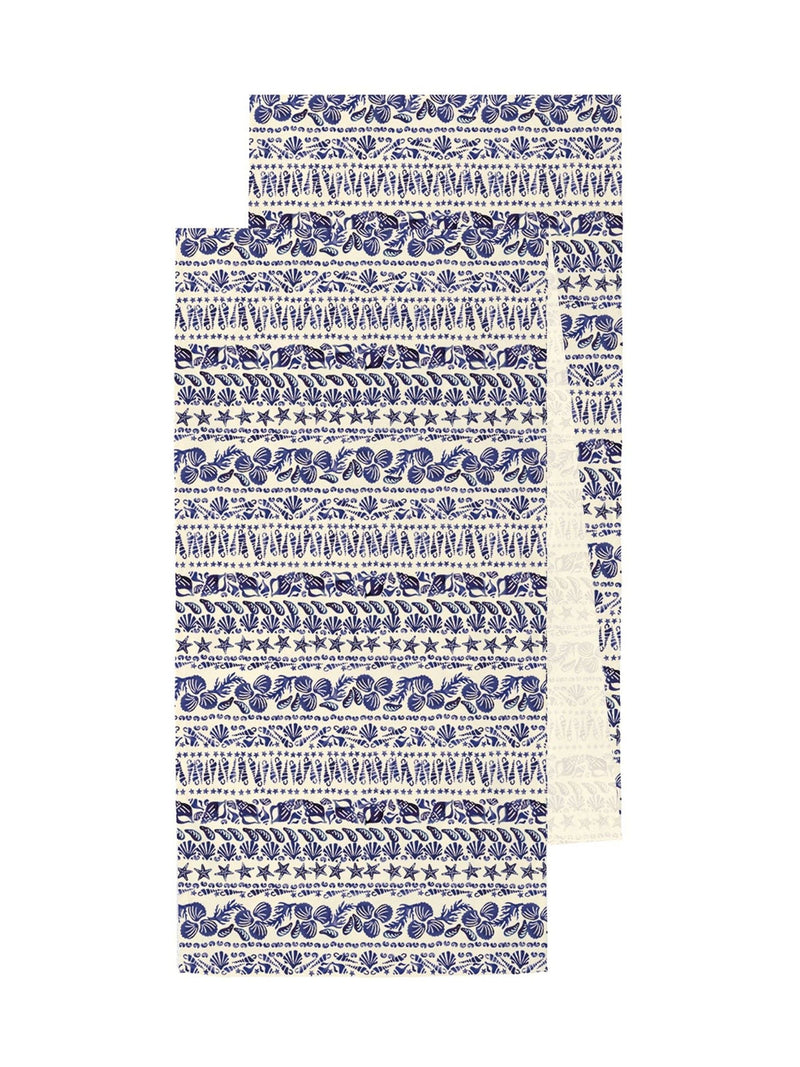 Emma Bridgewater teal blue shells cotton runner, imported from the UK