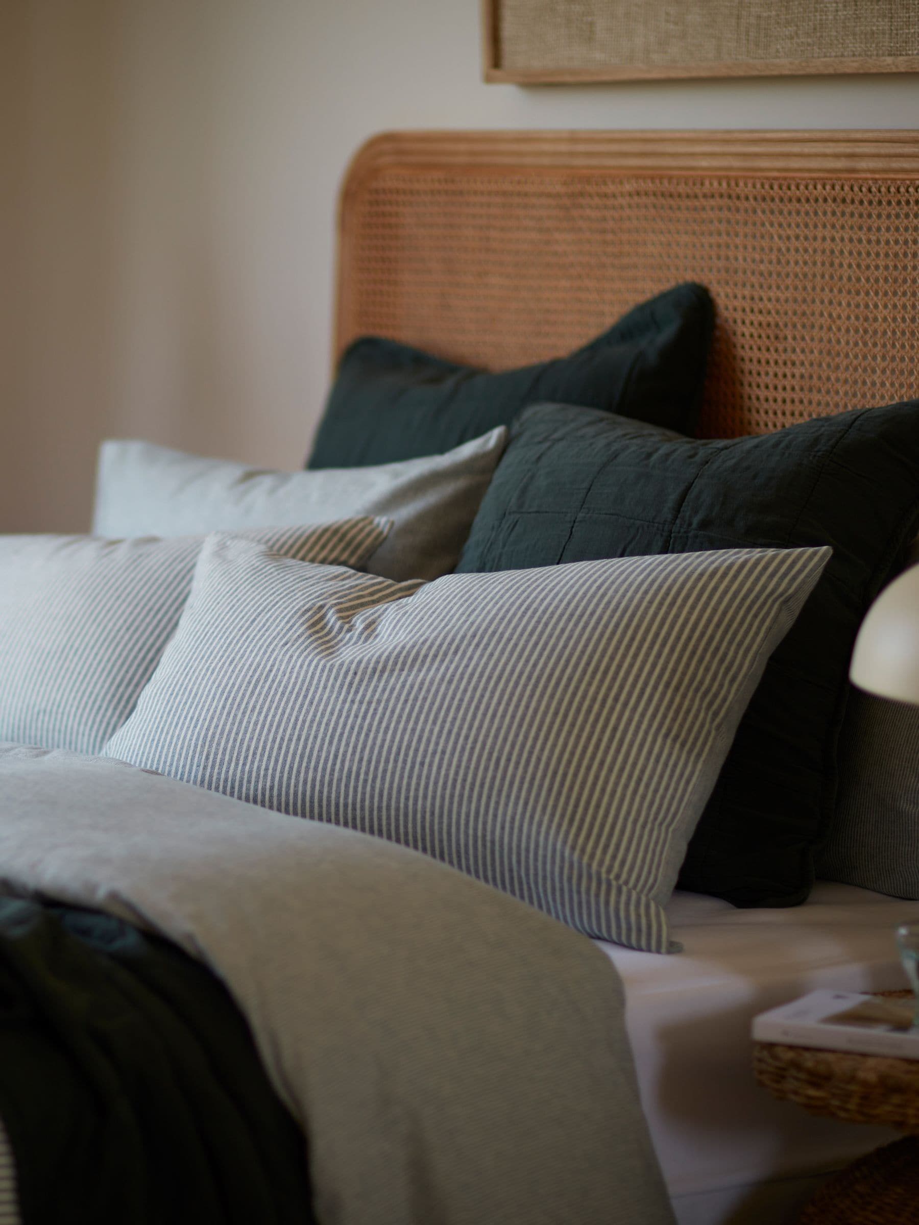 Secret Linen Store teal Billy stripe brushed cotton pillowcase, UK version
