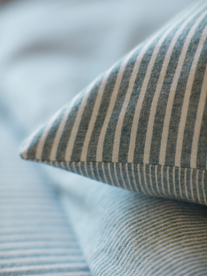 Secret Linen Store teal Billy stripe brushed cotton pillowcase, UK version
