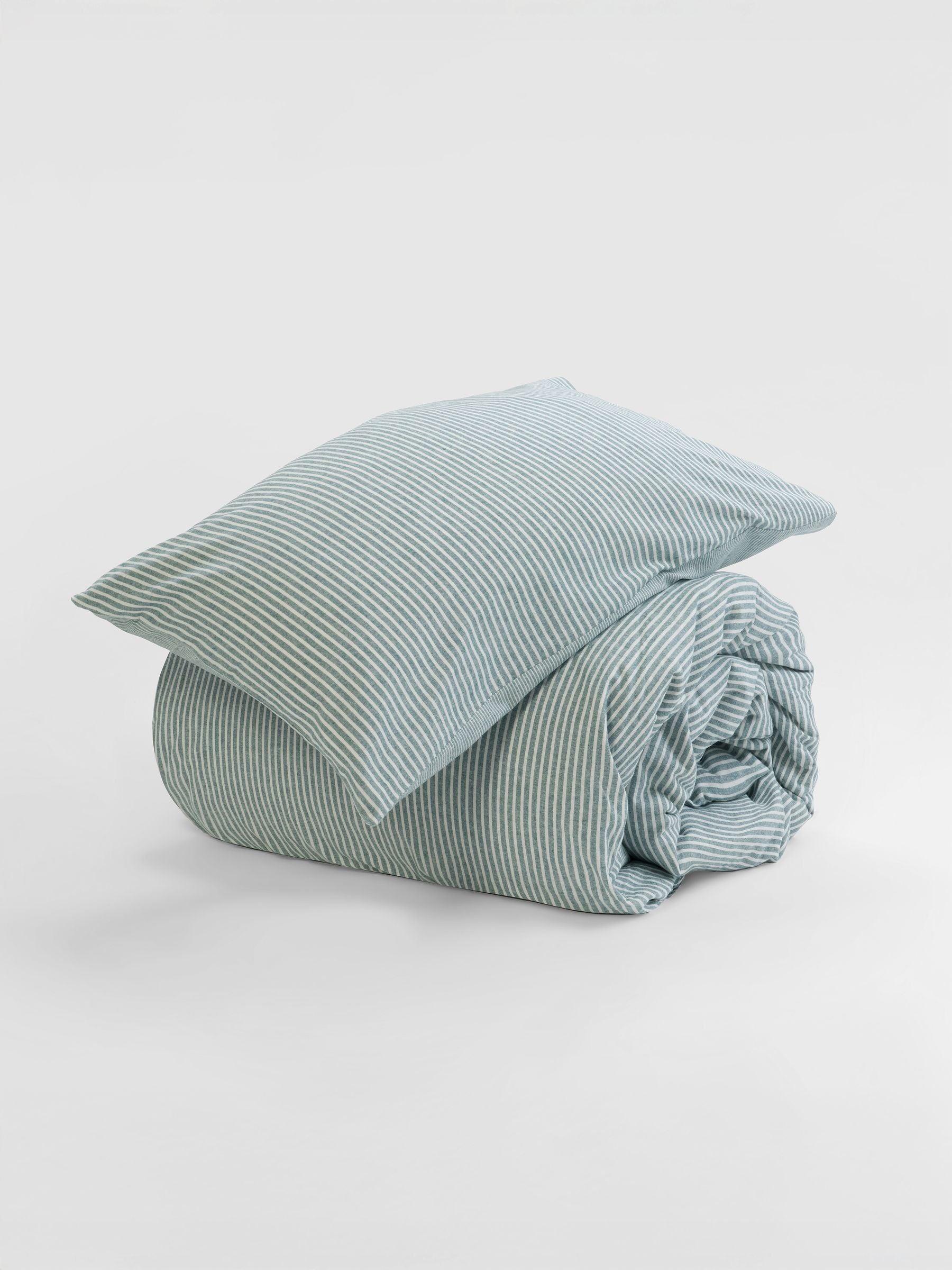 Secret Linen Store teal Billy stripe brushed cotton pillowcase, UK version
