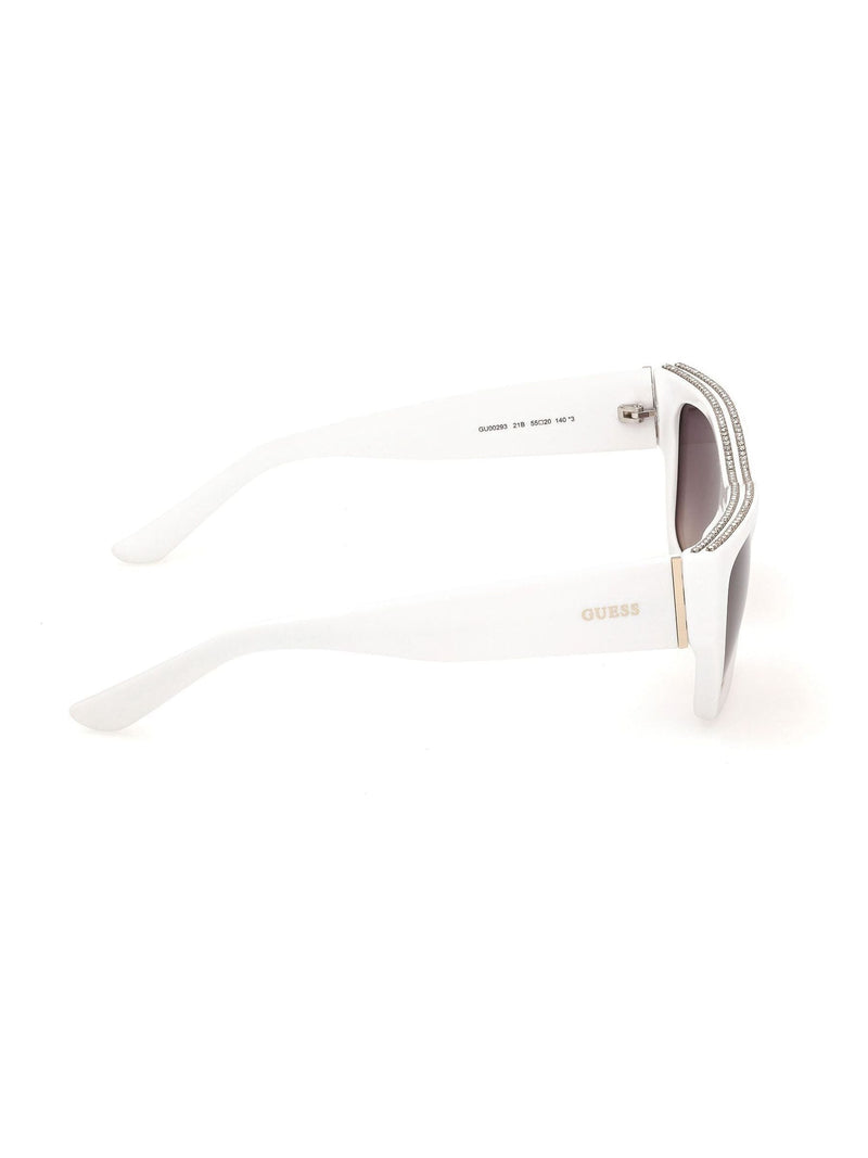 Guess white injected sunglasses with crystal stones, UK version