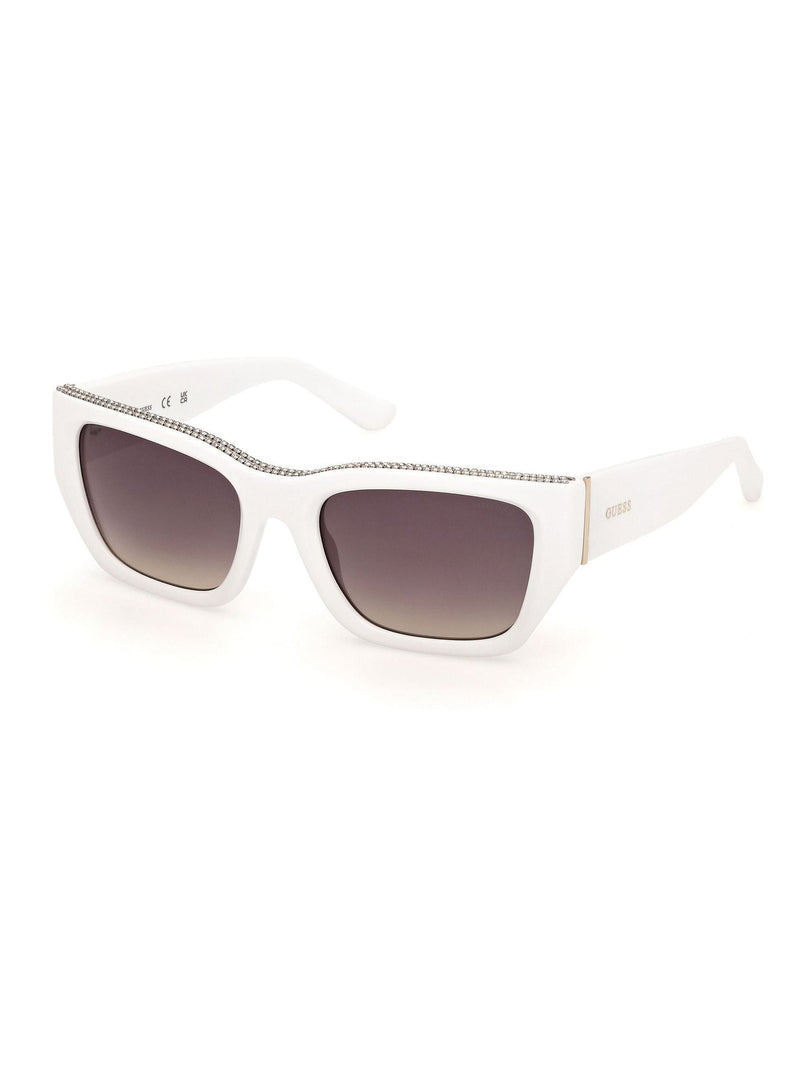 Guess white injected sunglasses with crystal stones, UK version