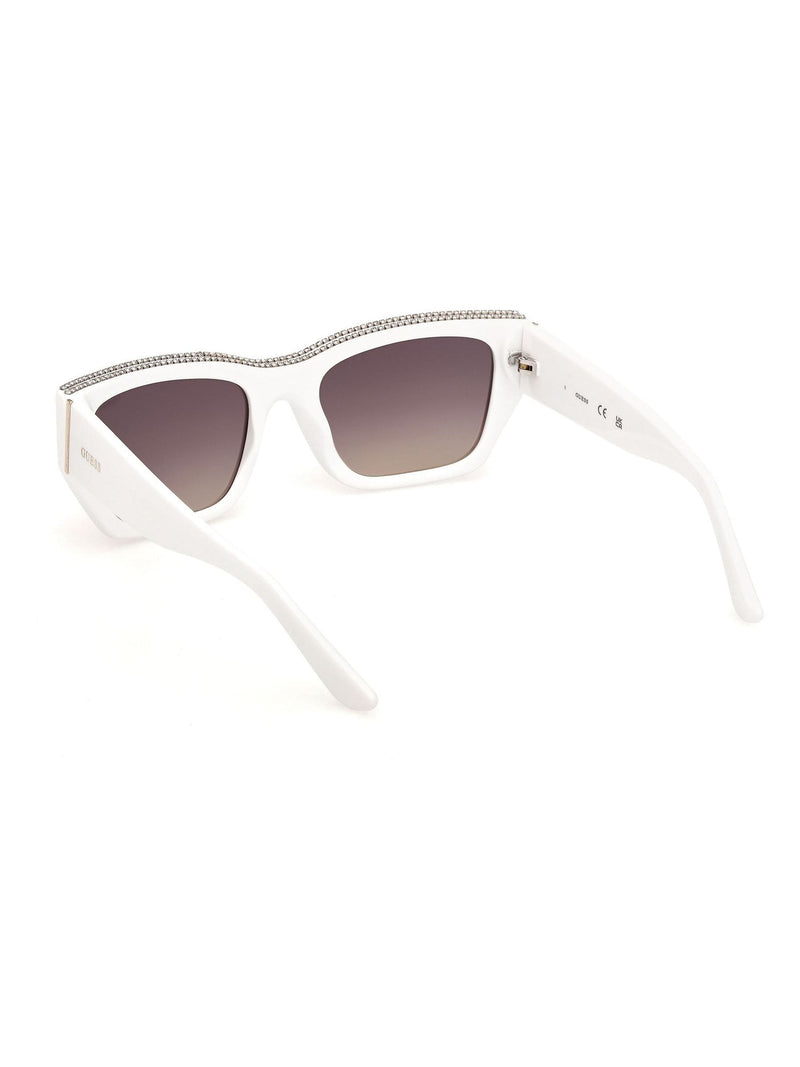 Guess white injected sunglasses with crystal stones, UK version