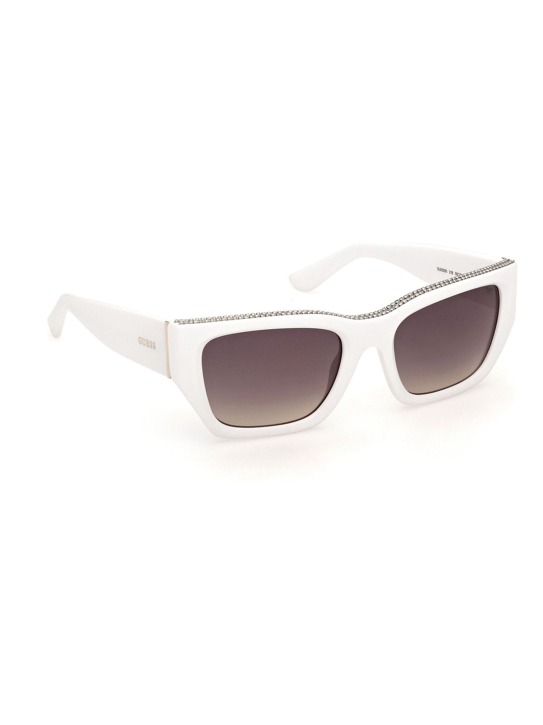 Guess white injected sunglasses with crystal stones, UK version