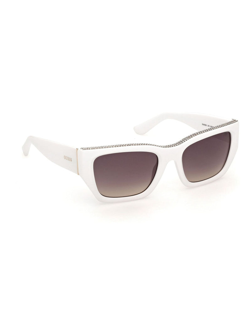 Guess white injected sunglasses with crystal stones, UK version