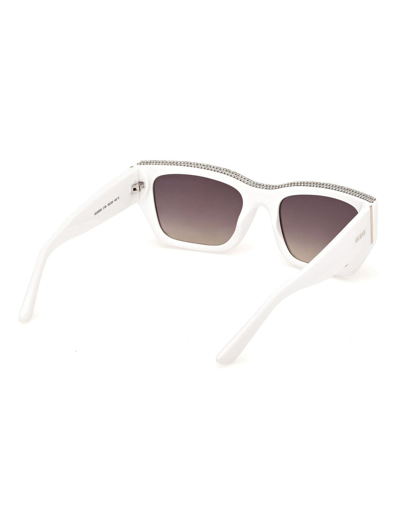 Guess white injected sunglasses with crystal stones, UK version