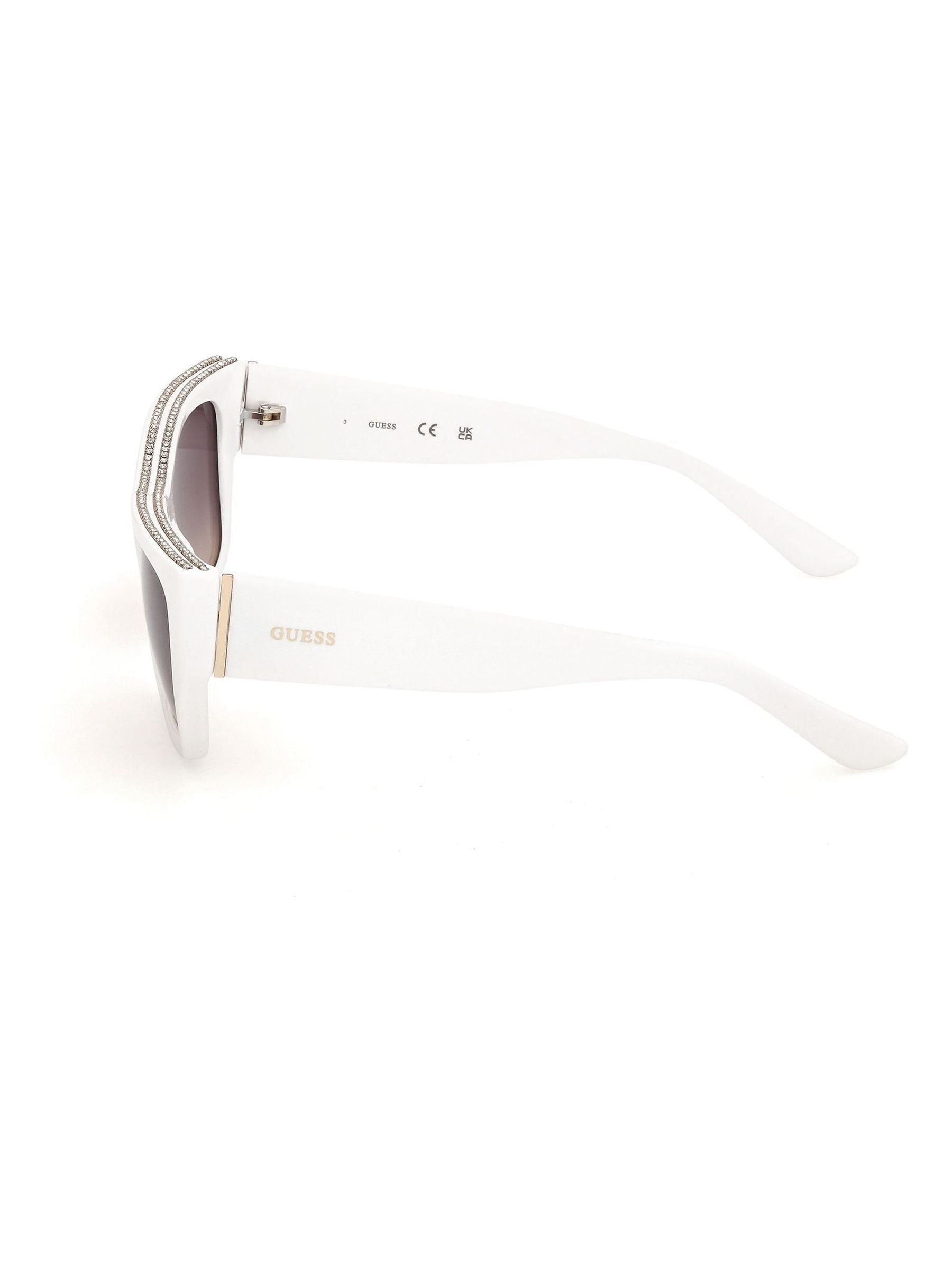 Guess white injected sunglasses with crystal stones, UK version