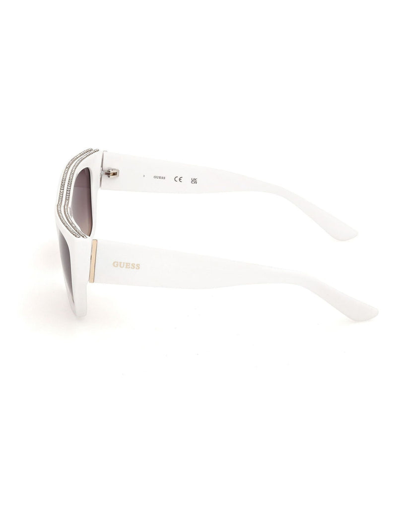 Guess white injected sunglasses with crystal stones, UK version