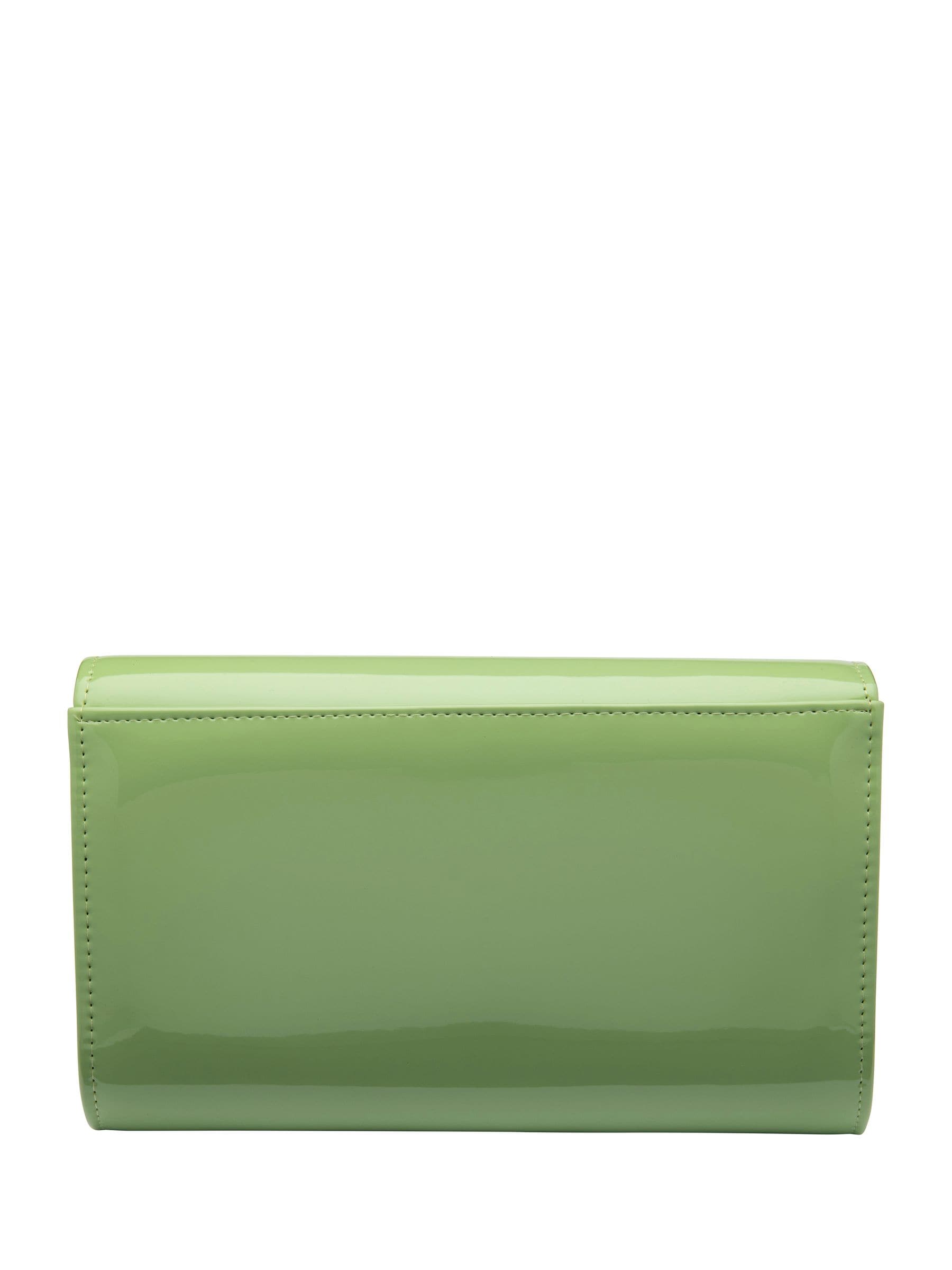 Ravel orange clutch bag patent finish metal chain, British brand