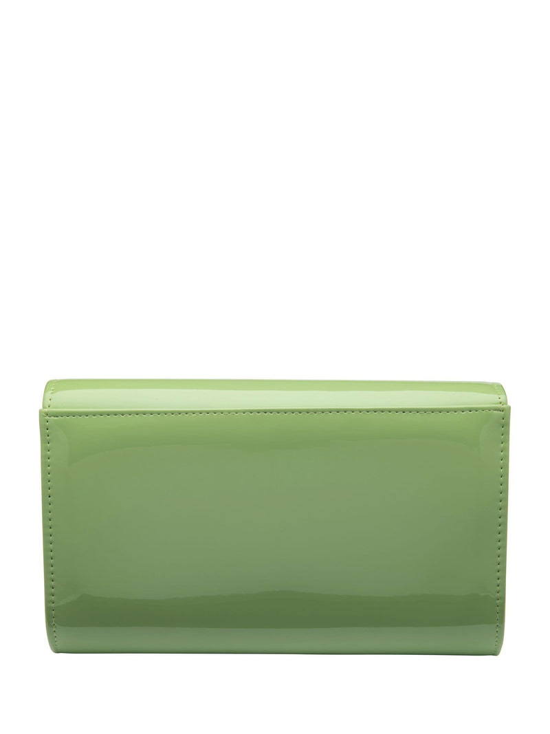 Ravel orange clutch bag patent finish metal chain, British brand