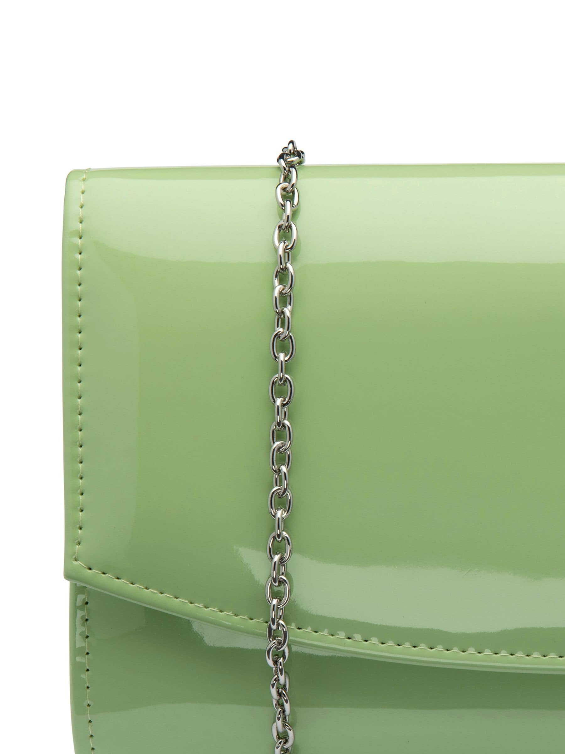 Ravel orange clutch bag patent finish metal chain, British brand