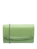 Ravel orange clutch bag patent finish metal chain, British brand