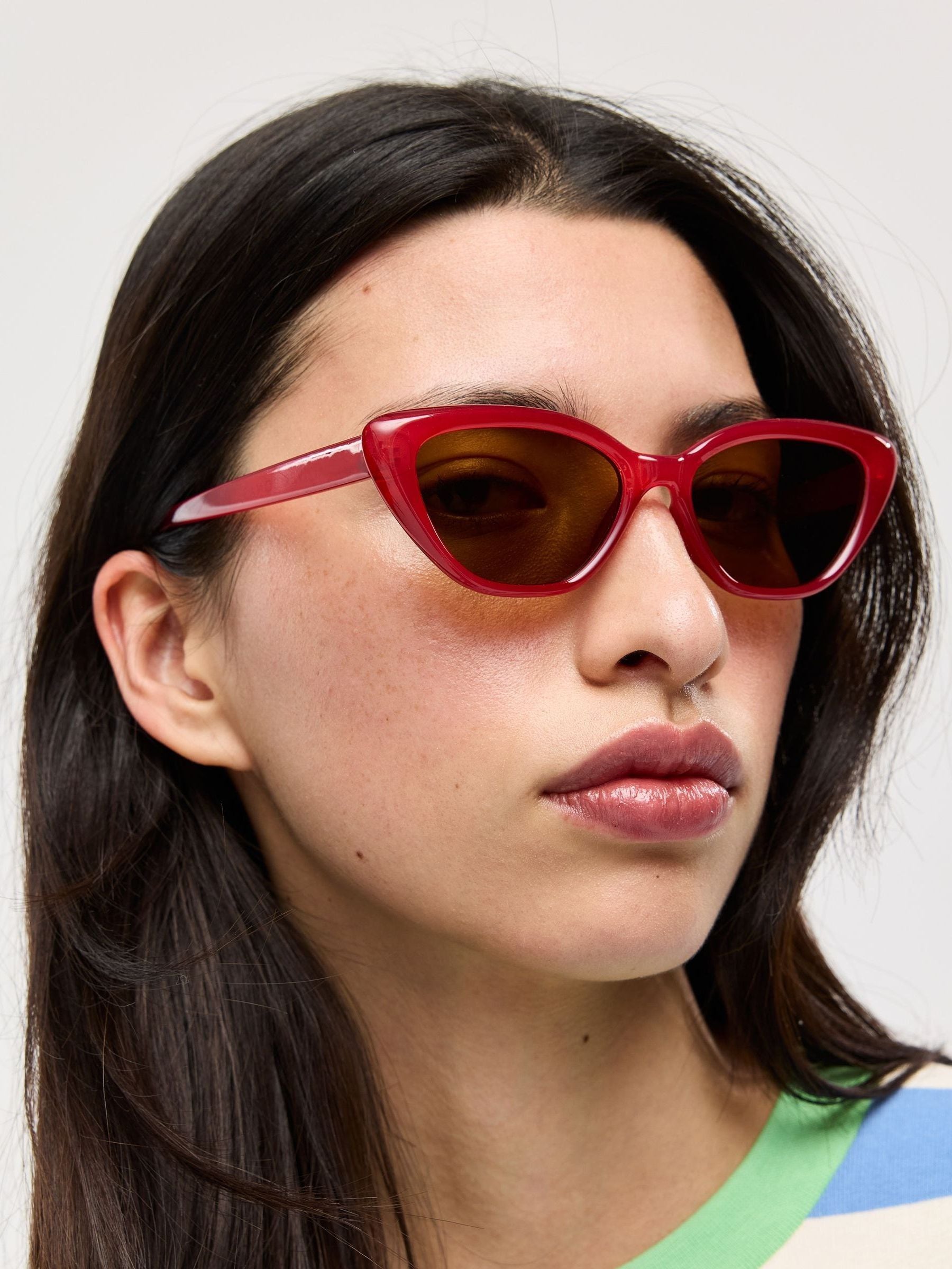 Oliver Bonas red cat eye sunglasses with brown lenses - British product