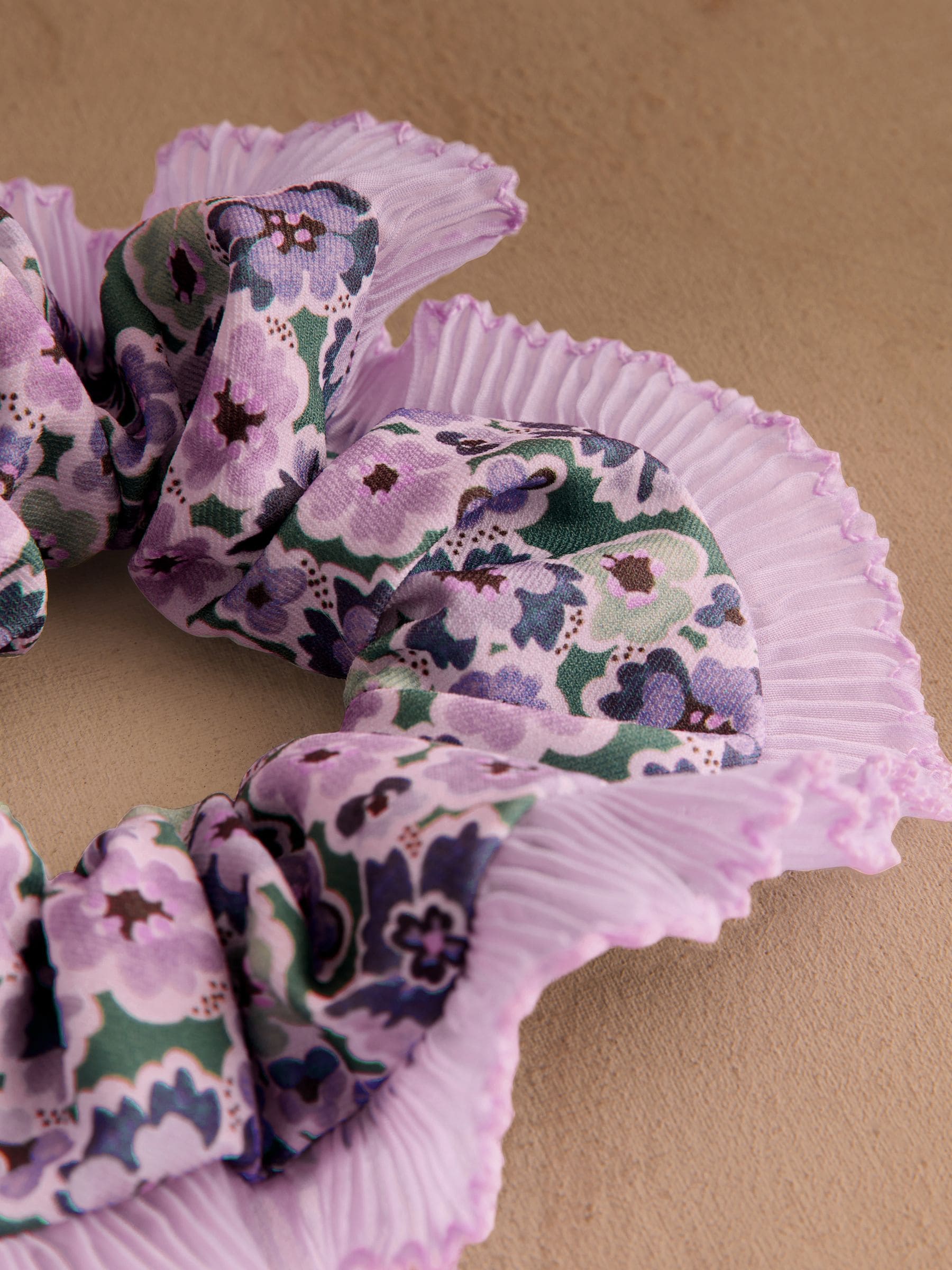 Cath Kidston purple camouflage ditsy floral scrunchie, imported from the UK