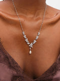 Jon Richard crystal and freshwater pearl Y-drop necklace 45mm (British brand)