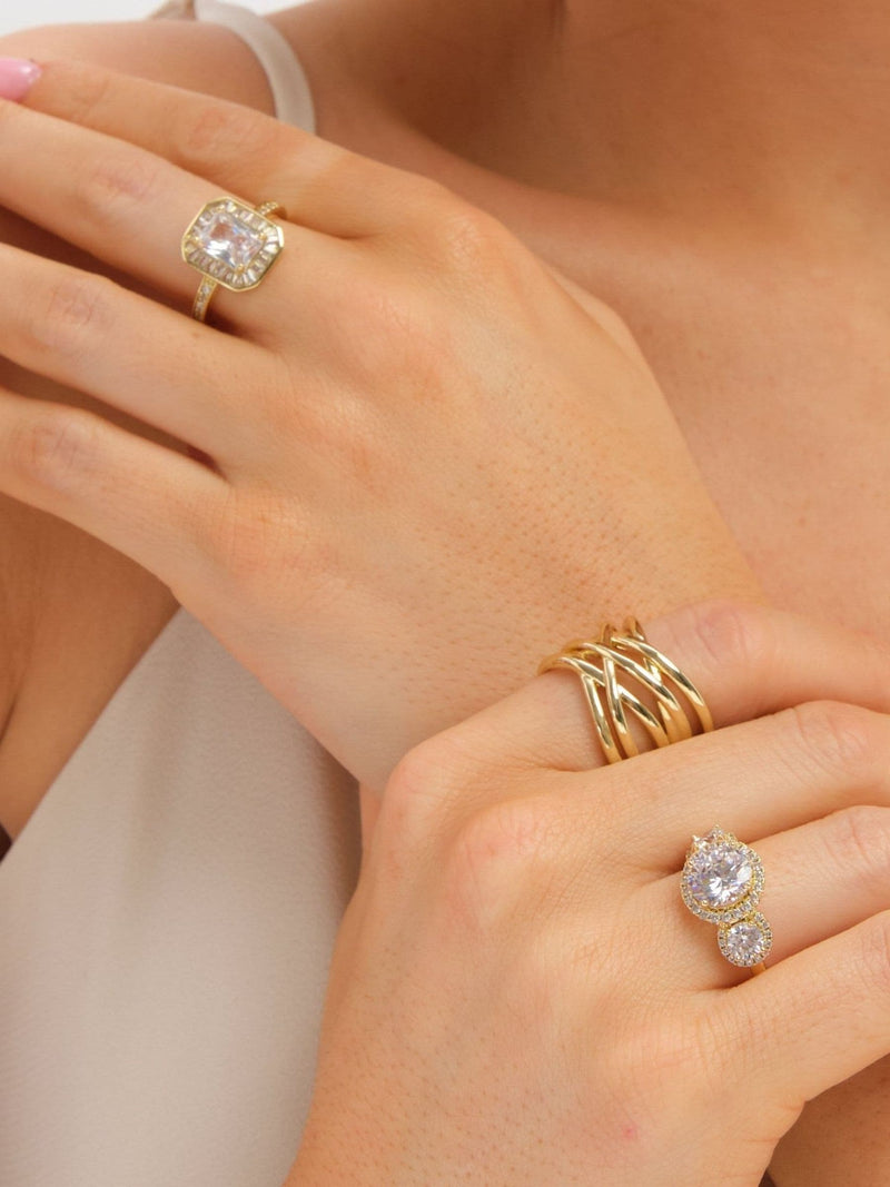 Jon Richard gold tone triple stone ring, UK version