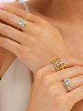Jon Richard gold tone triple stone ring, UK version
