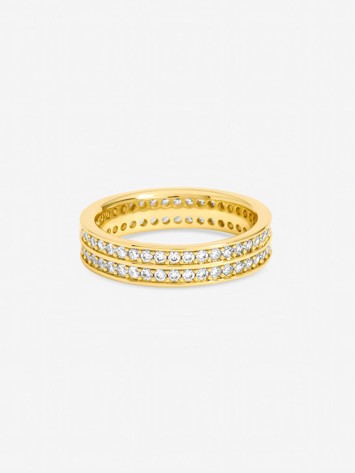 Jon Richard gold tone double band cubic zirconia ring - British product