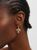Jon Richard gold tone cubic zirconia leaf earrings, imported from the UK