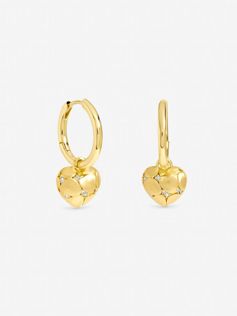Jon Richard gold satin heart earrings, UK version