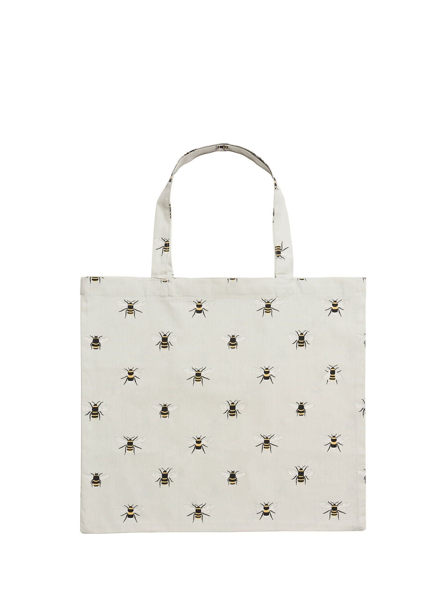 Sophie Allport bees folding shopping bag pale green, imported from the UK