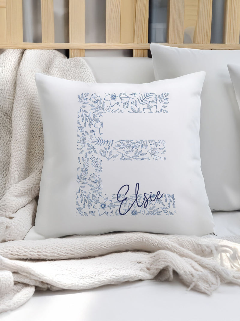 PMC personalised floral initial cushion 40x40cm - British product