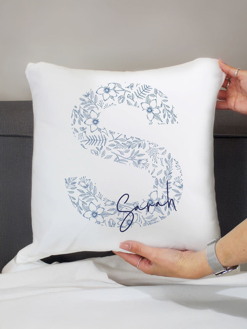 PMC personalised floral initial cushion 40x40cm - British product