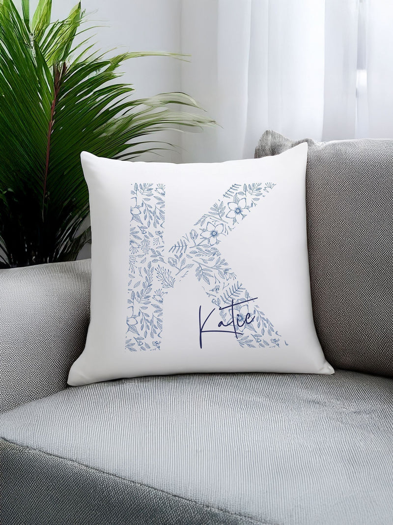 PMC personalised floral initial cushion 40x40cm - British product