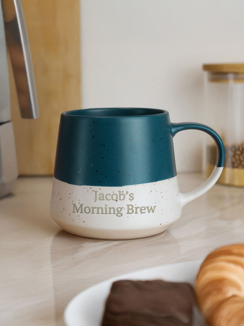 PMC personalised two-tone ceramic mug 13cm, imported from the UK