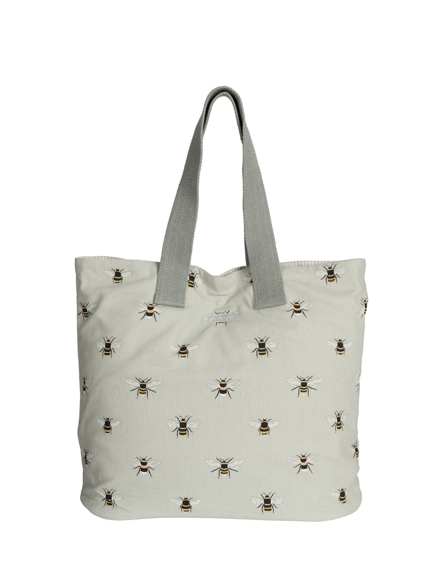 Sophie Allport pale green bees everyday bag cotton tote, UK version