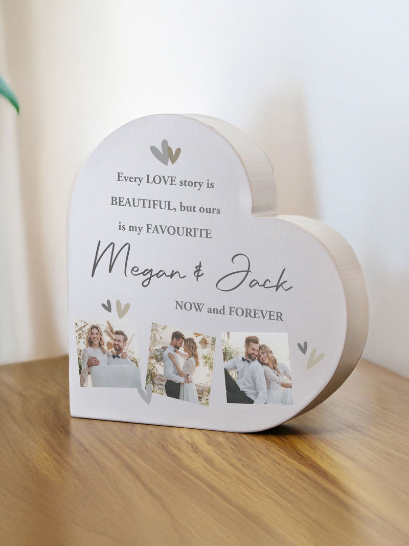 PMC personalised grey heart ornament with photo slots (British brand)