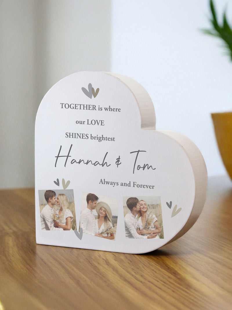 PMC personalised grey heart ornament with photo slots (British brand)