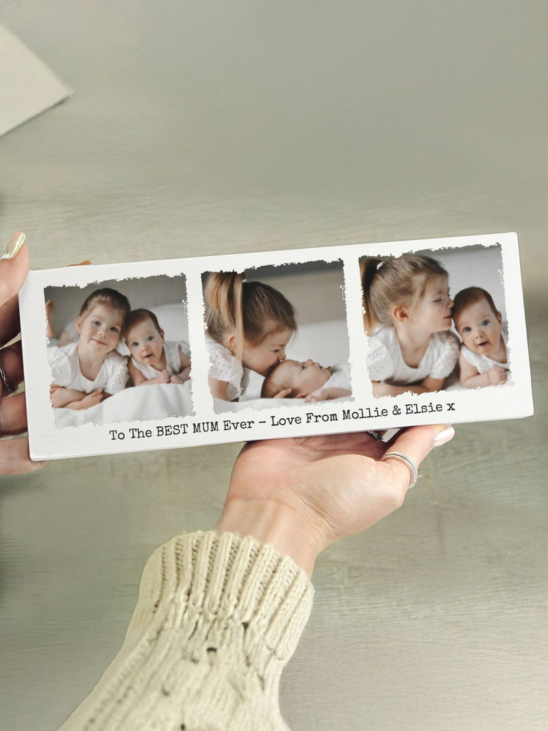 PMC wooden ornament personalised with photos, imported from the UK
