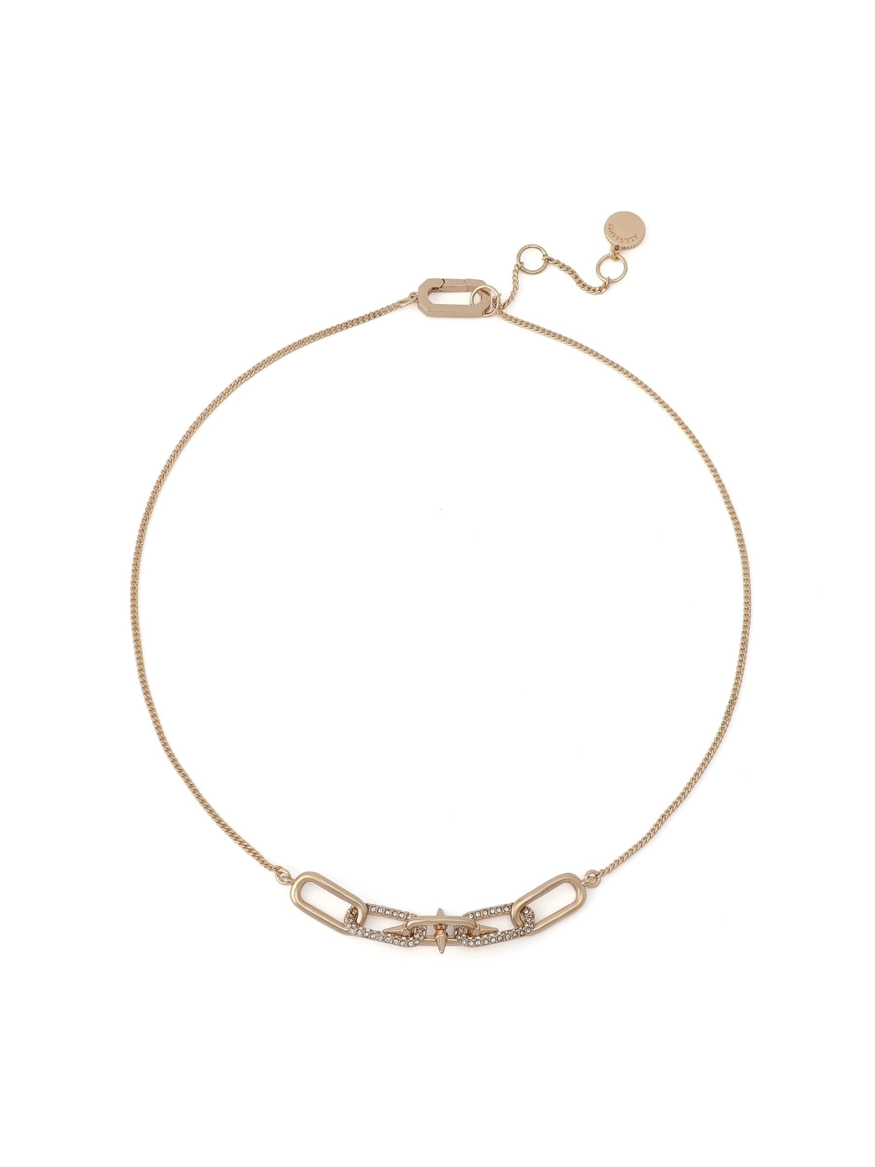 AllSaints gold tone bib necklace with pavé spikes (British brand)