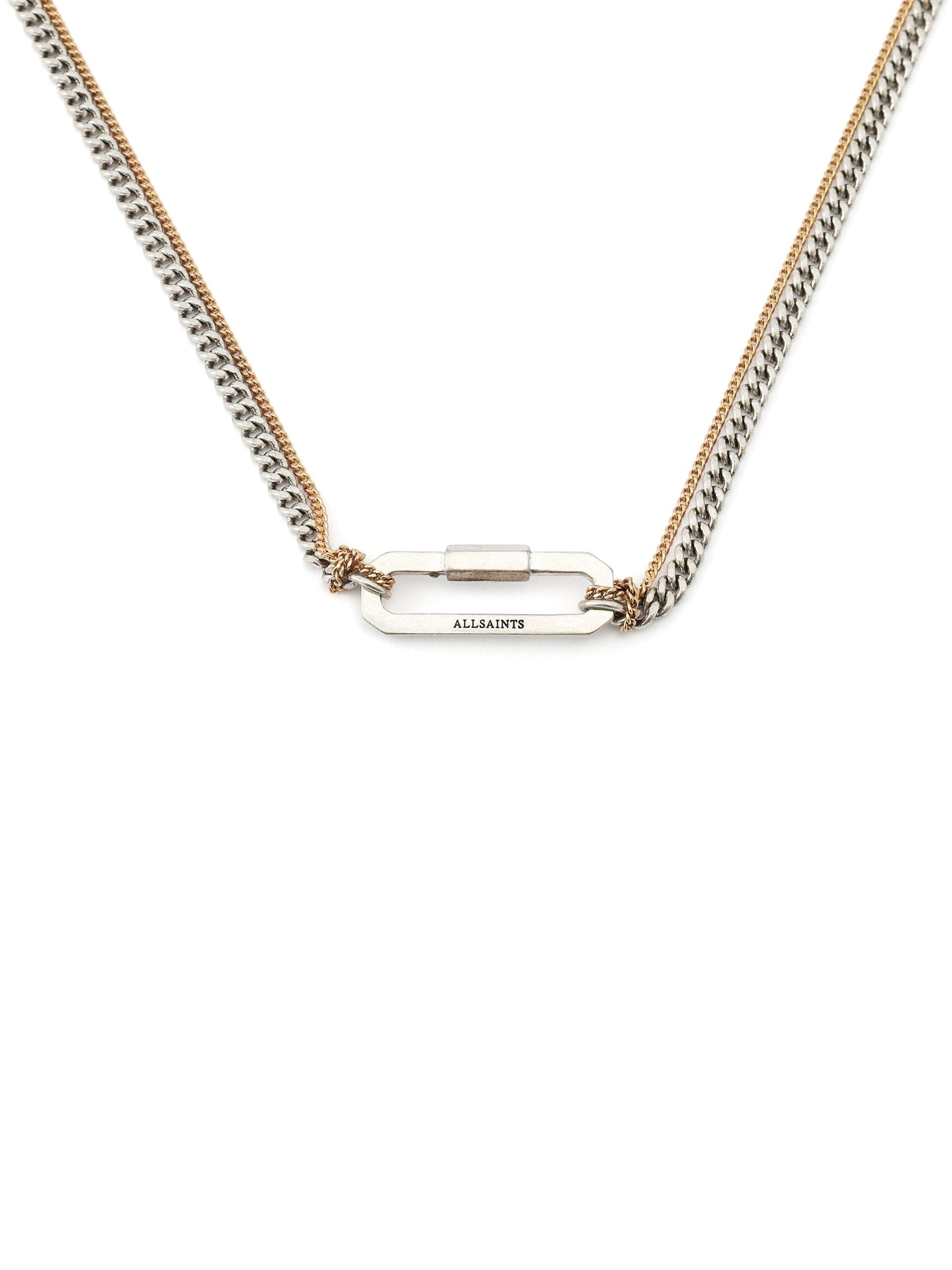 AllSaints April Wrap Strand necklace silver tone cubic zirconia, UK version