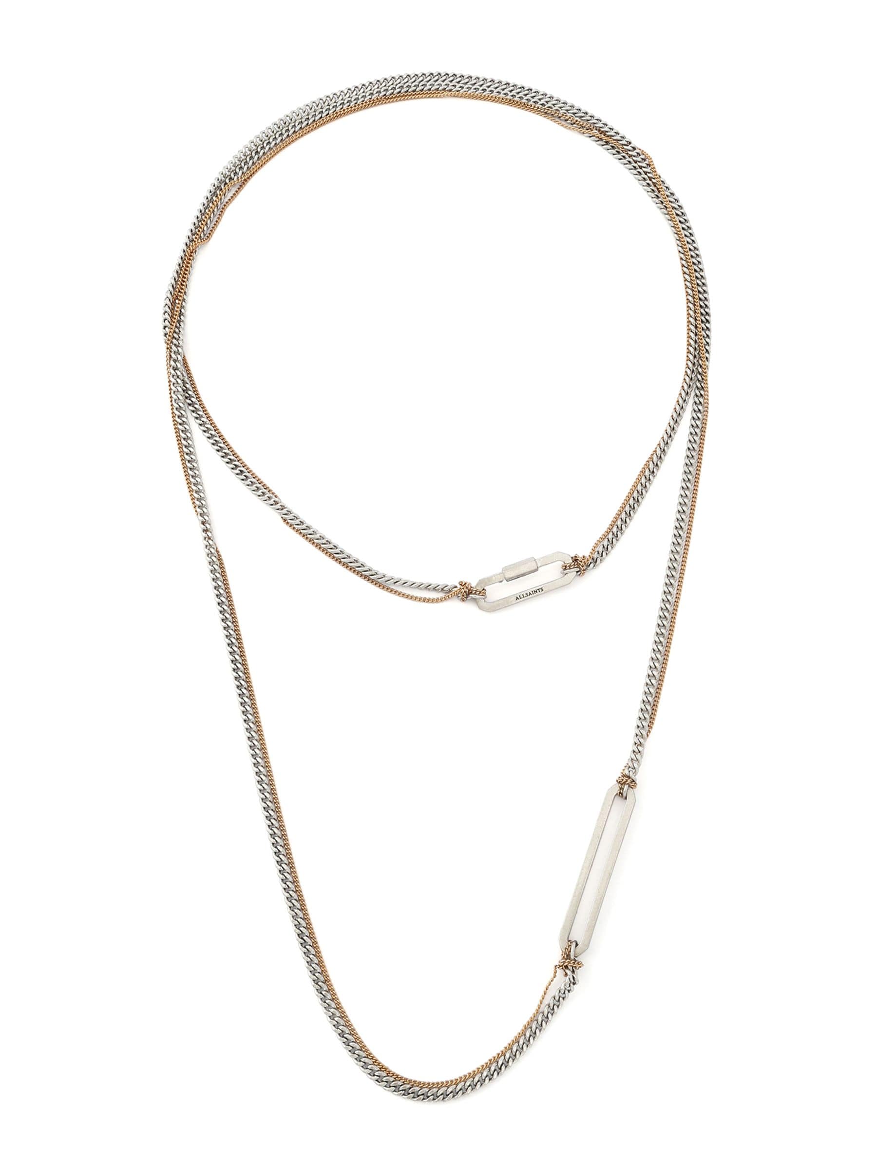AllSaints April Wrap Strand necklace silver tone cubic zirconia, UK version