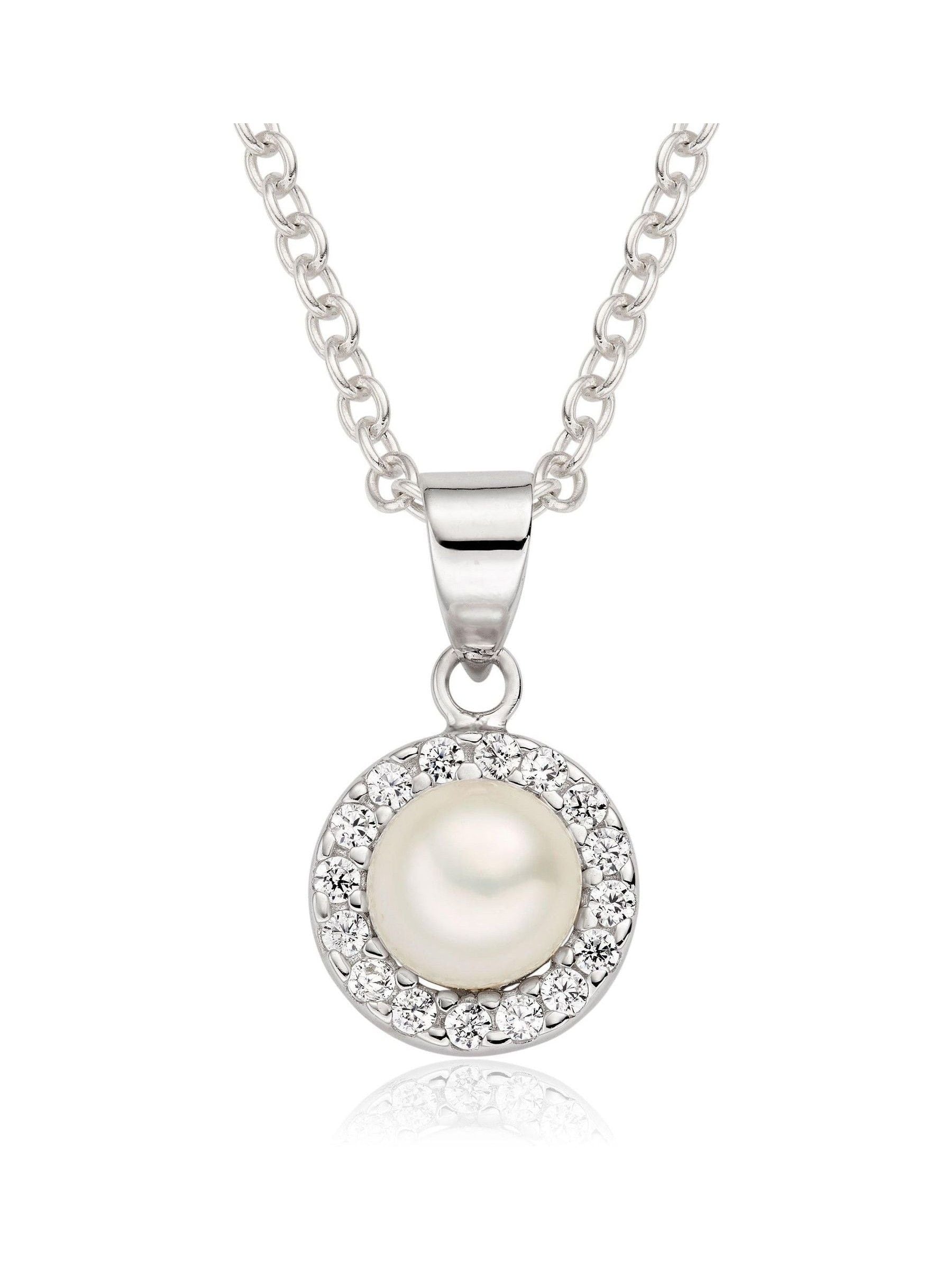Beaverbrooks cultured pearl cubic zirconia pendant (British brand)