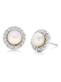 Beaverbrooks silver cubic zirconia pearl earrings 8mm (British brand)