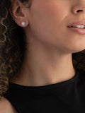 Beaverbrooks silver cubic zirconia pearl earrings 8mm (British brand)