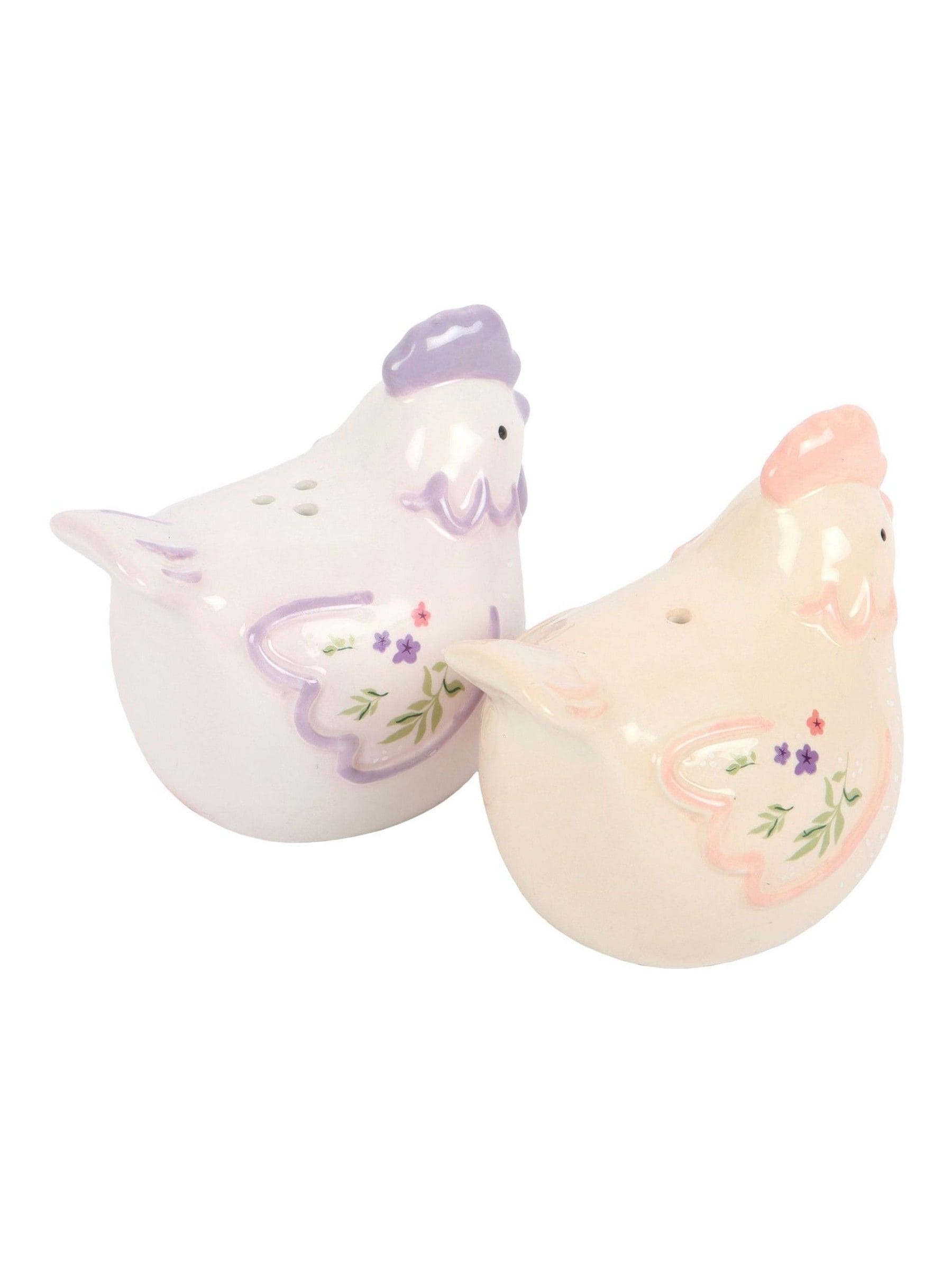 Something Different hen salt and pepper shakers ceramic pastel (British brand)