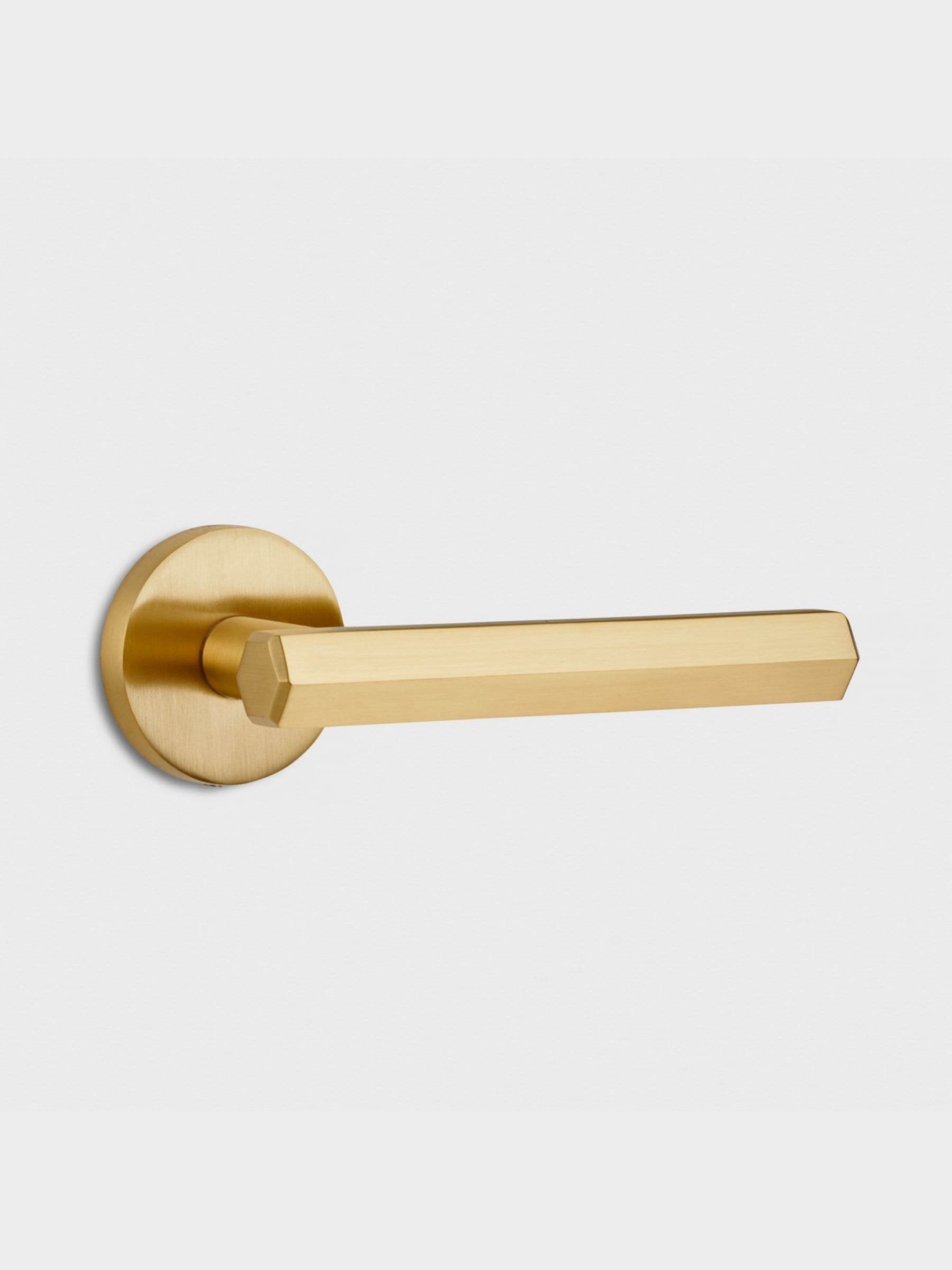 Pushka Home gold hexagonal lever door handles set of 2, UK version