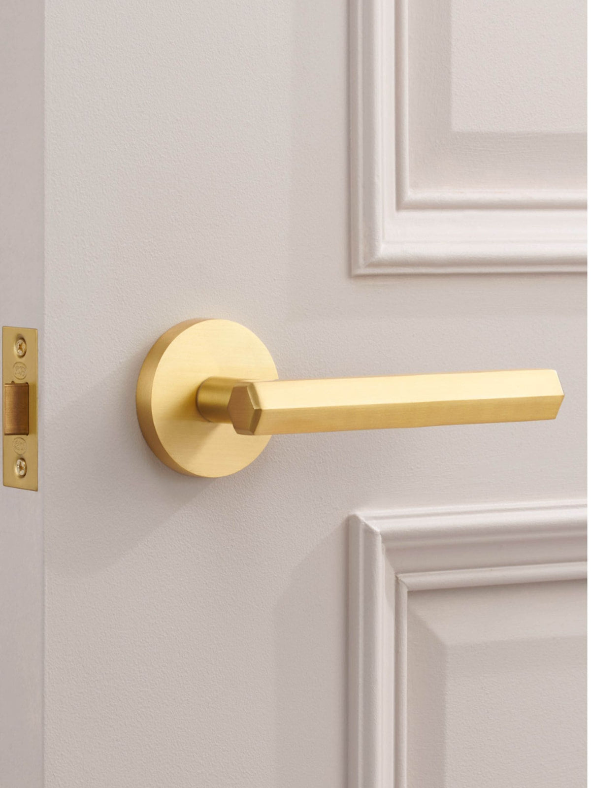 Pushka Home gold hexagonal lever door handles set of 2, UK version