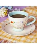 Widdop Cream Cup & Saucer floral set with friend message, UK version